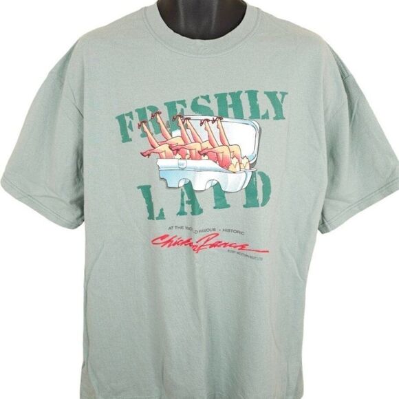 Vintage Chicken Ranch T Shirt Mens Size XL Y2K Freshly Laid Brothel Pahrump - Picture 1 of 6